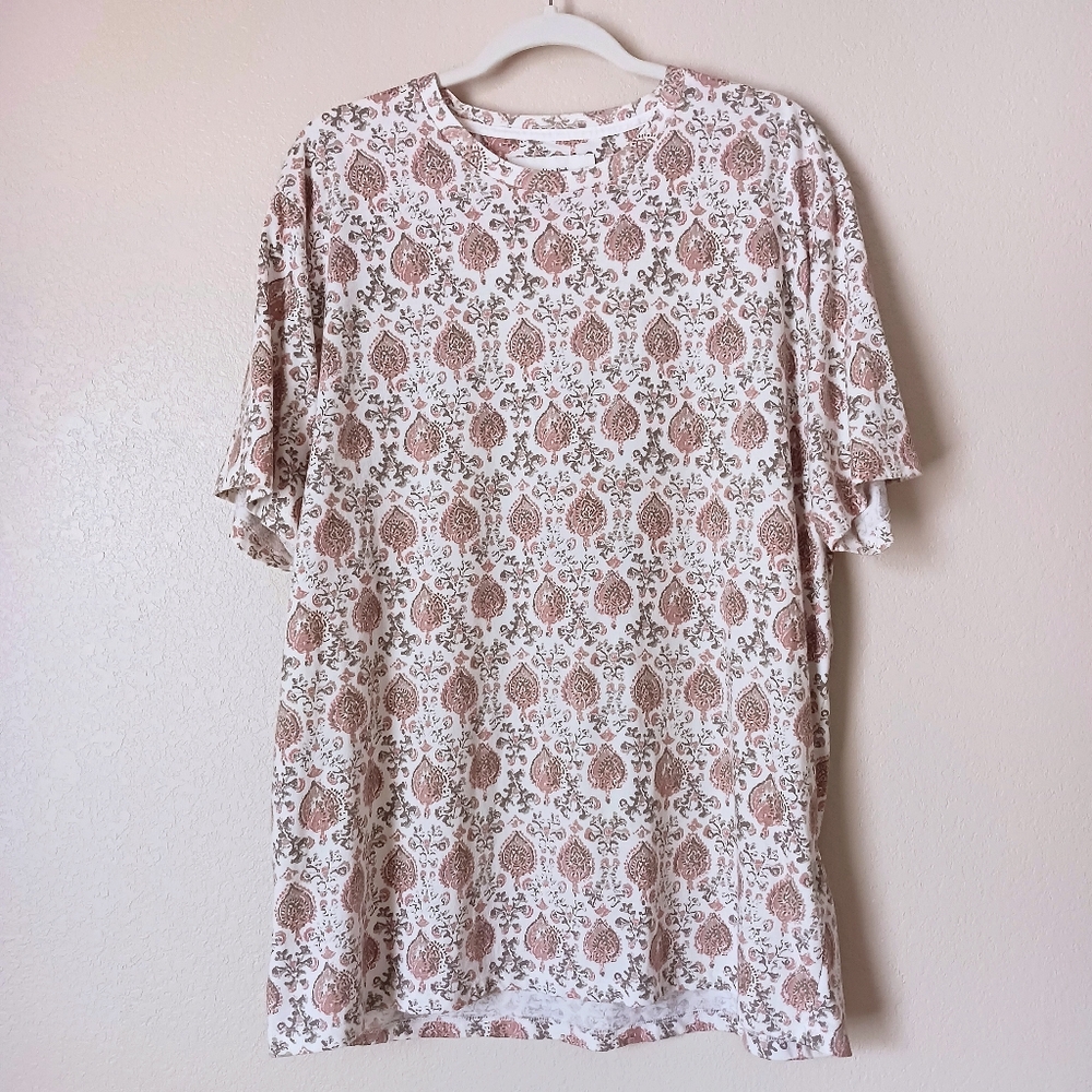 Abercrombie & Fitch XXL Soft A&F Tee Boho Print Short Sleeve Shirt Pink